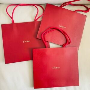 Cartier three red Shopping bags bundle x3 shoppers